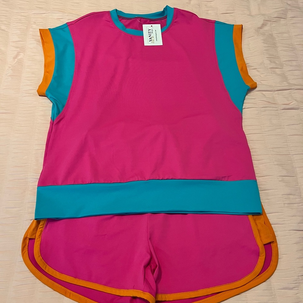 Vibrant Pink and Orange Athletic Set